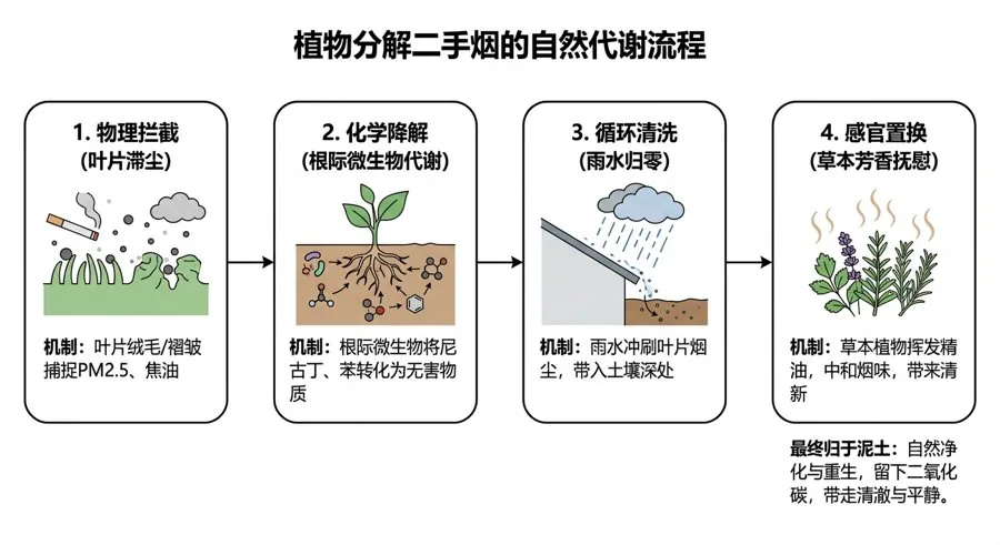 植物分解二手烟流程图